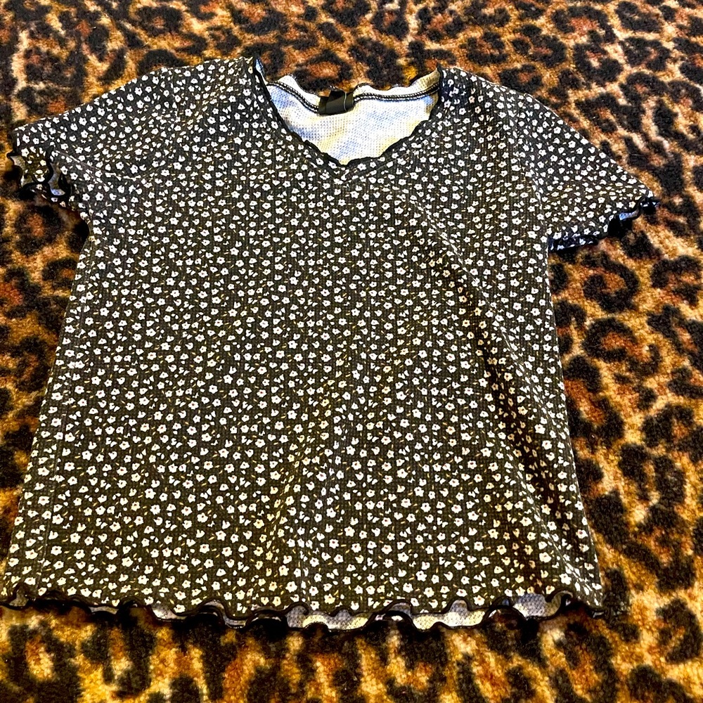 Black floral shirt